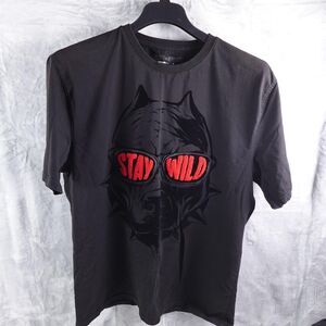Bleecker & Mercer Shirt Mens 2XL Black Stay Wild Dog Graphic Embroidered
